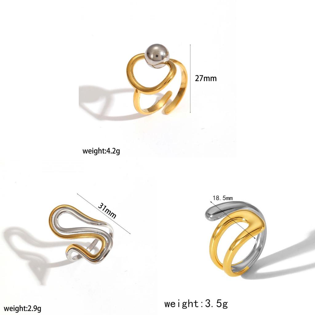 Geometric Titanium Steel Ring For Women Fashion Minimalist Hollow Design Jewelry