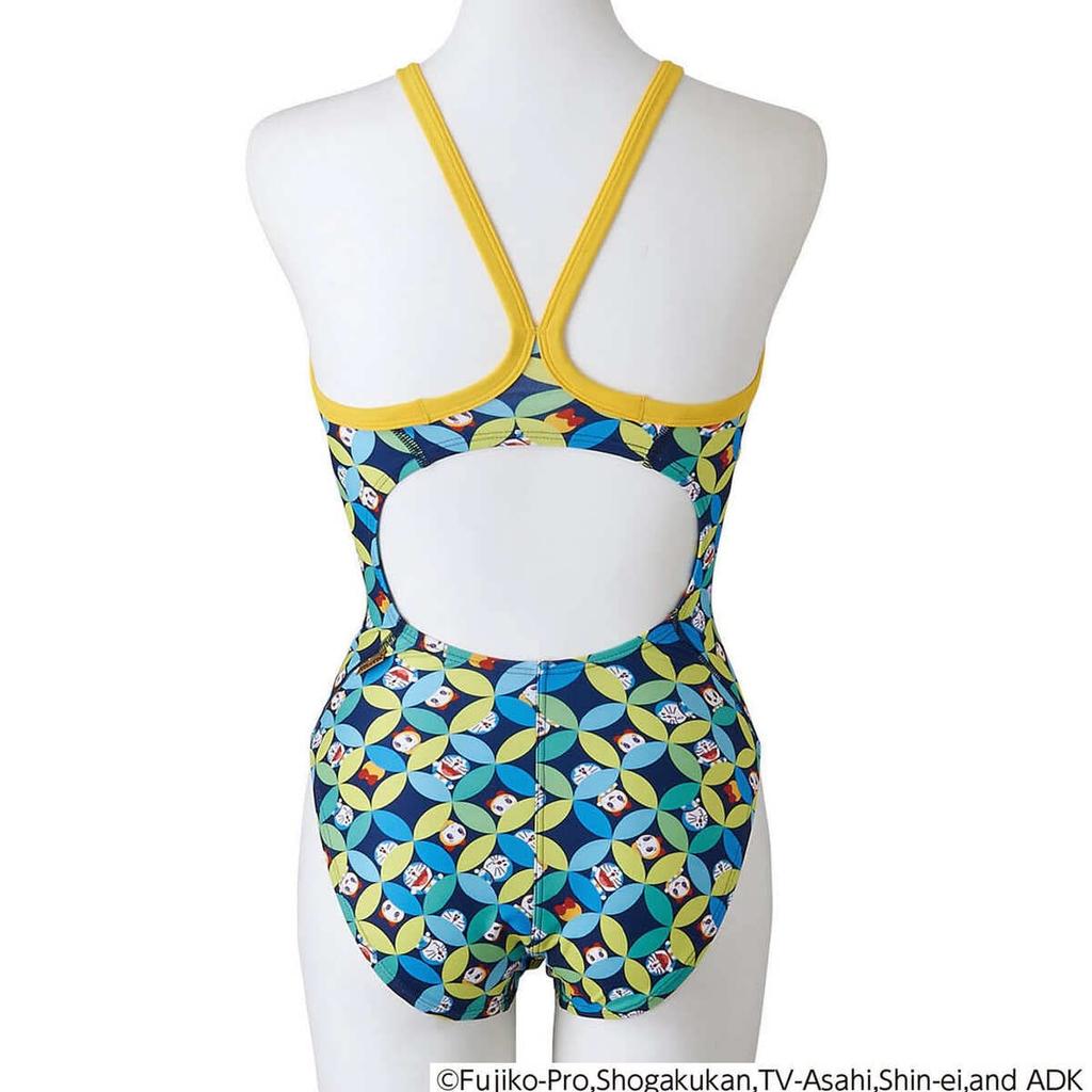 Mizuno EXER SUITS Medium Doraemon Size 37 Size for Competitive and Training Swims Girls' Swimsuit, Cut, Design, N2MA2491, (Lime), 130,