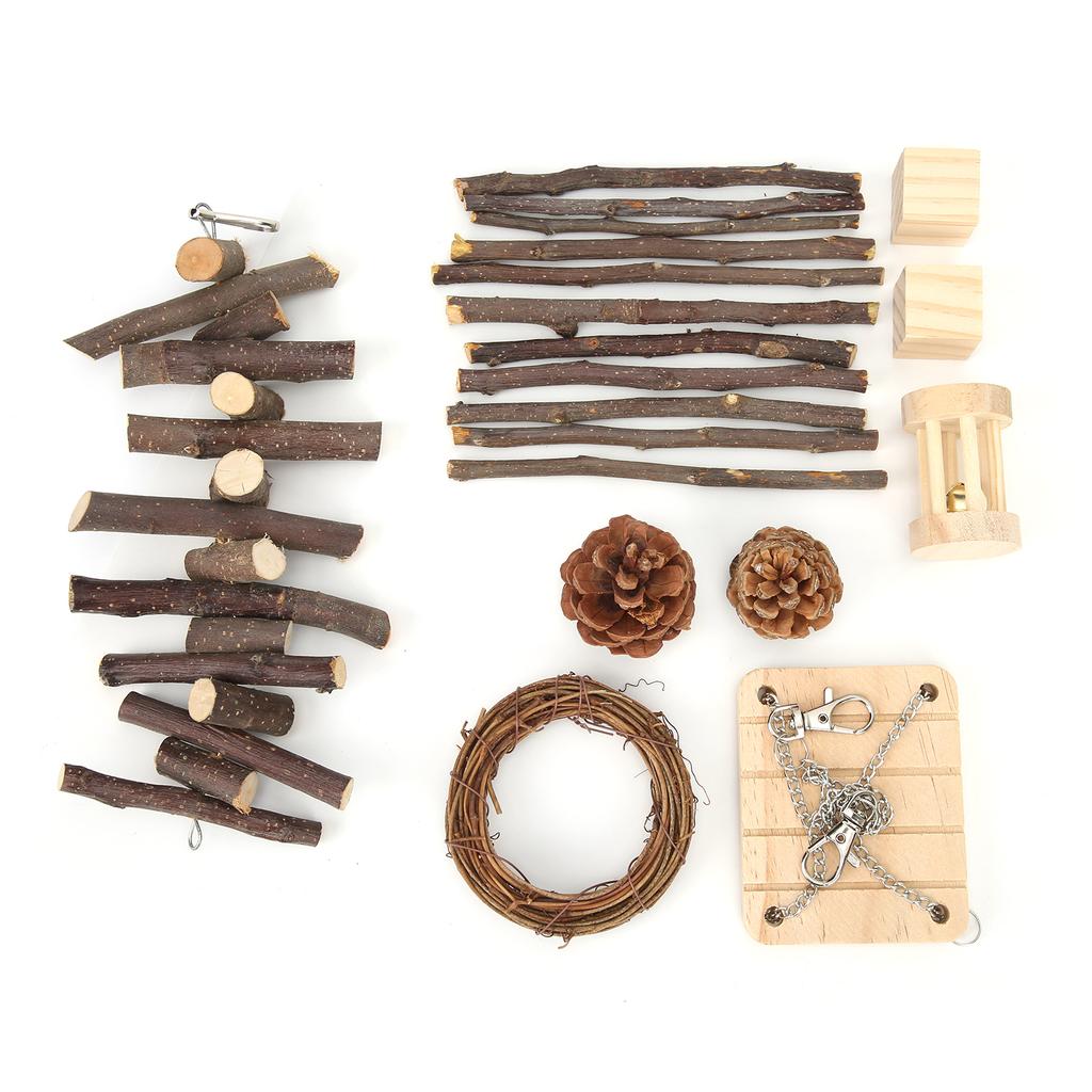 10 Pieces of Hamster Molar Toys Set Wooden Molar Exercise Toys Accessories for Hamster Rabbit Guinea Pig Parrot