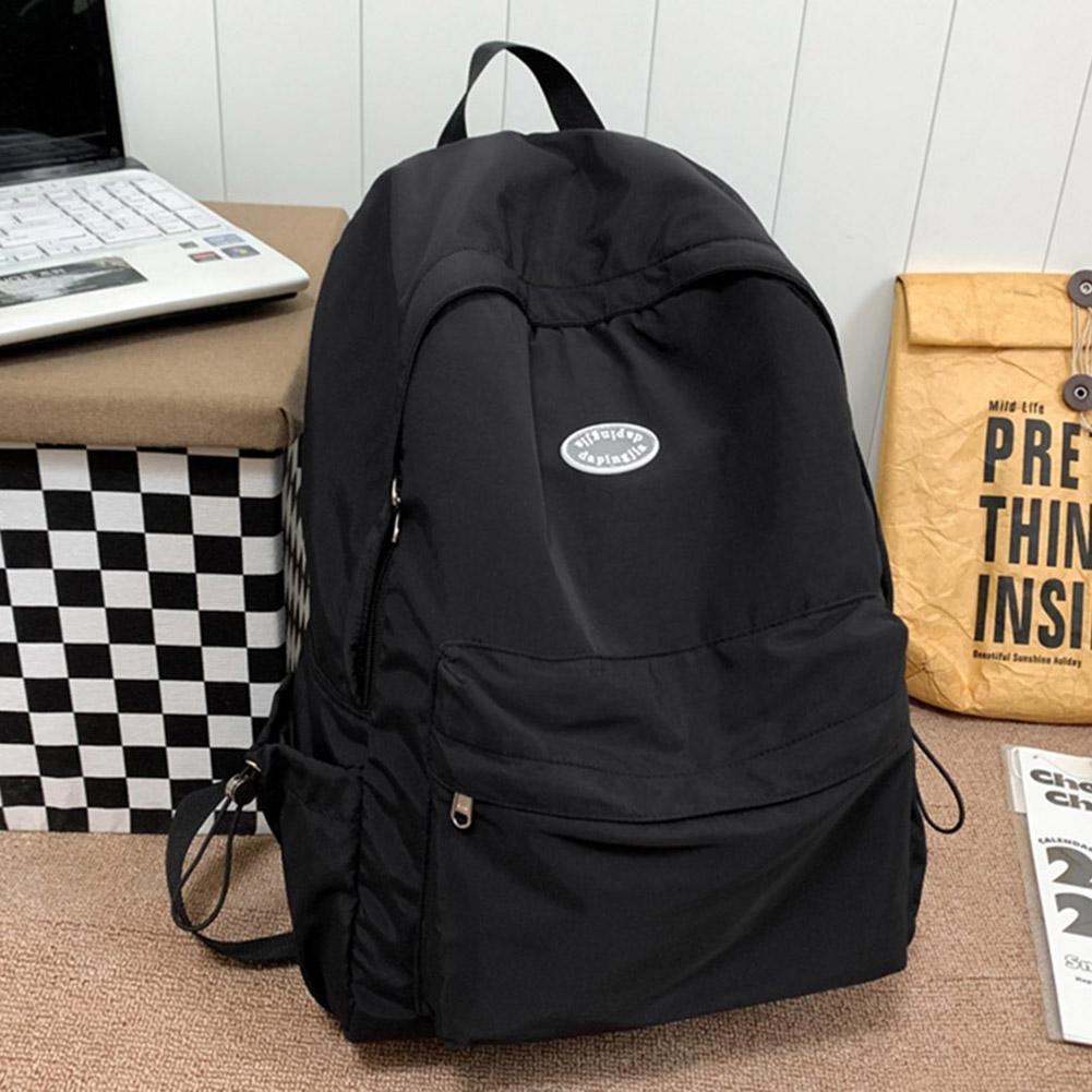 

Unisex Daily Backpack with Mesh Pockets Casual Schoolbag Adjustable Strap Waterproof Lightweight Nylon Leisure Exercise Gym Bag чорний