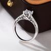 Simple Female Rings  Sterling Silver Geometric 4 Claws Design Round Zircon Rings for Women Big Crystal Wedding  Gift