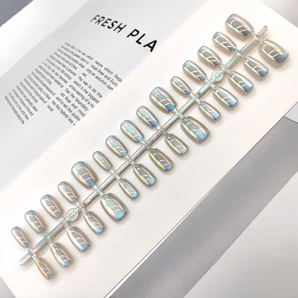 Aurora Cat-Eye Gradient Blush Electroplated Nail Tips