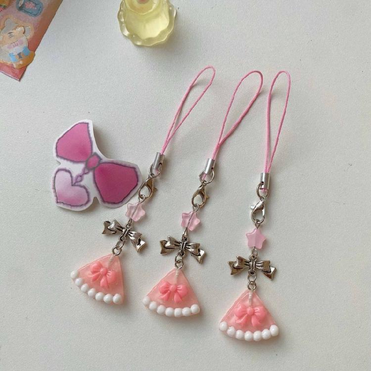 Youthful Bowknot Cake Phone Pendant Elegant Bowknot and Cake Smartphone Chain Unique Phone Charm Bag Hanging Decors