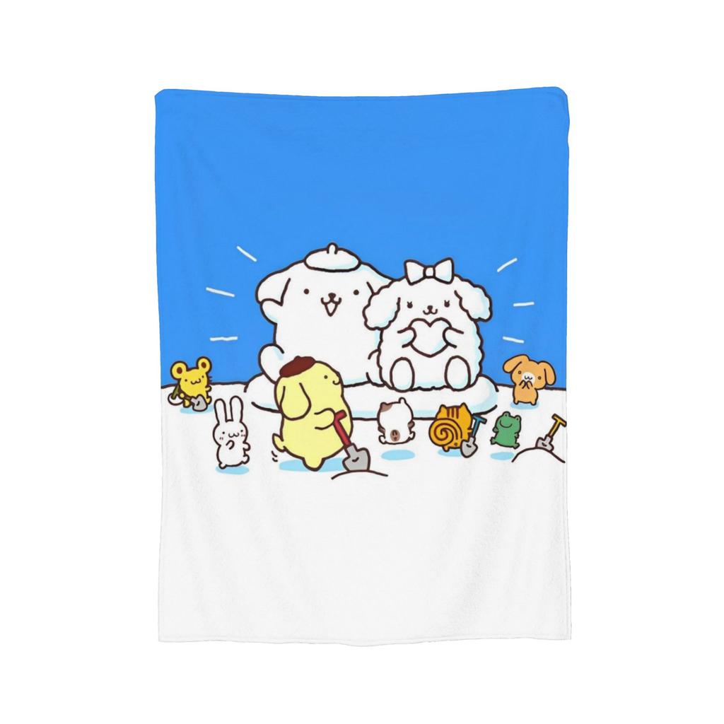 Cute Pom Pom Purin Pattern Blankets Flannel Summer Air Conditioning Breathable Soft Throw Blanket for Home Bedroom Bedspread