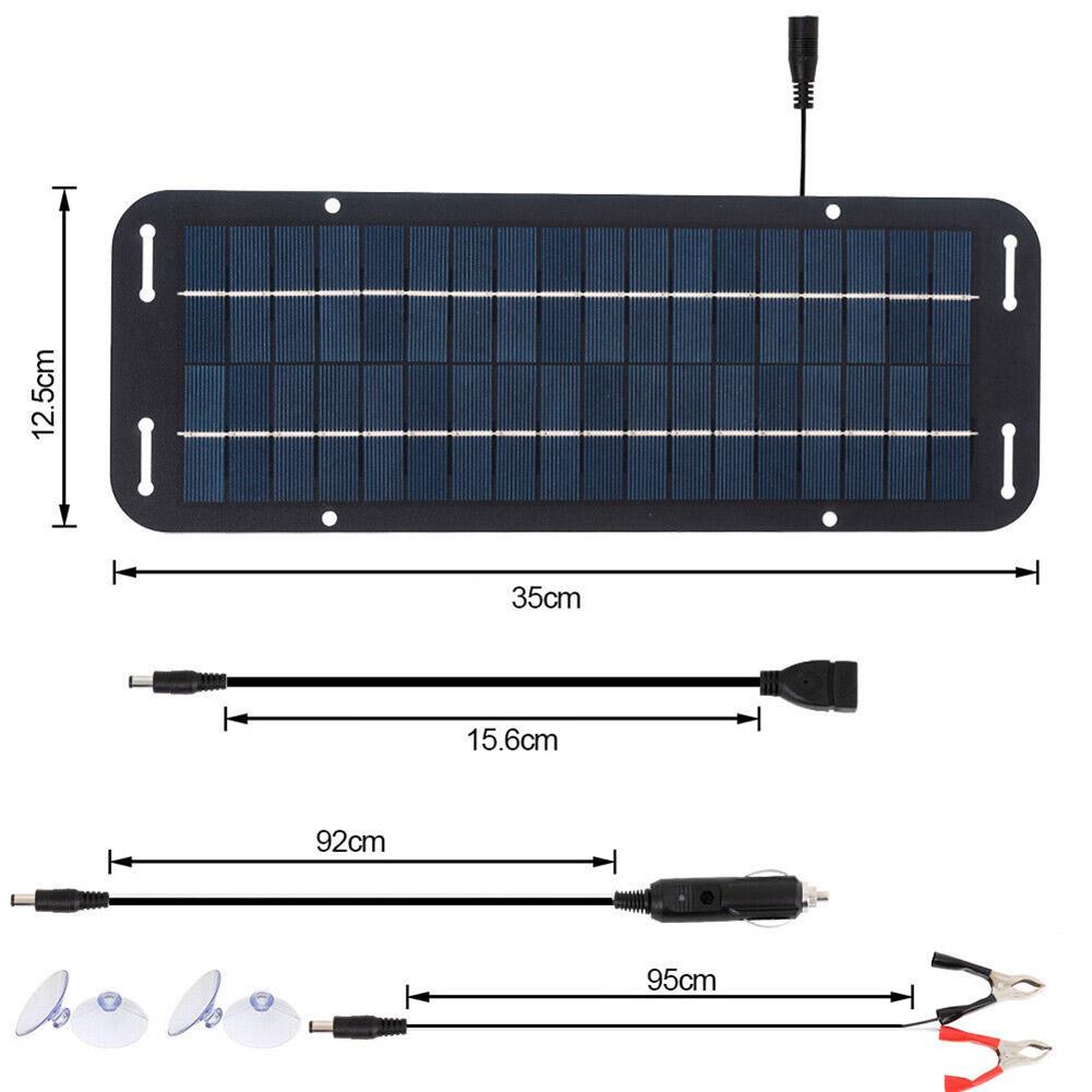 Set 30W Solar Panel 12V Trickle Charger Battery Charger Kit With Double-Headed Clip And USB Female Cable Maintainer Boat Car RV