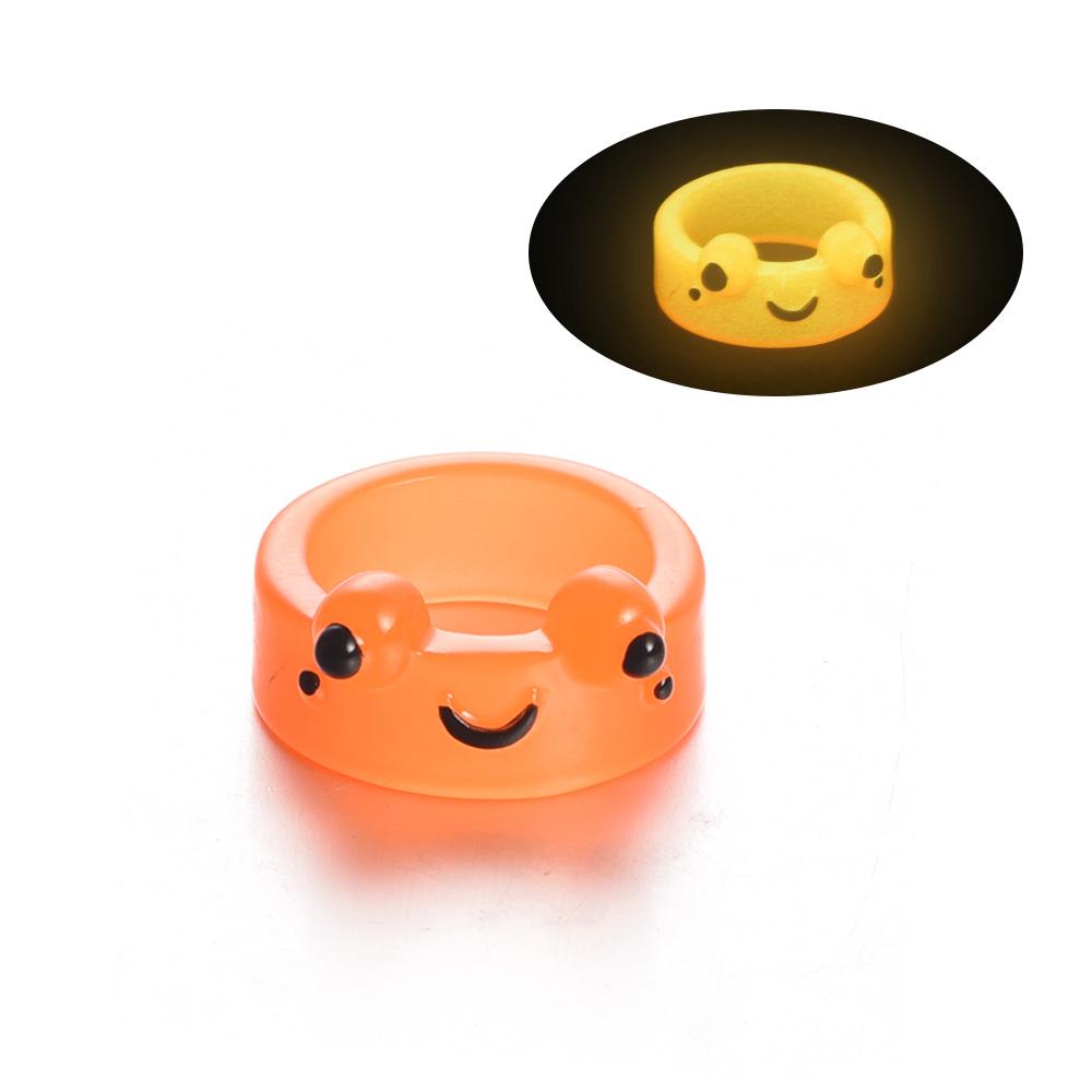 Glow Frog Resin Ring Colorful Acrylic Frog Rings Personality Animal Cartoon Cute Finger Ring Animal Jewelry Girlfriends Gifts