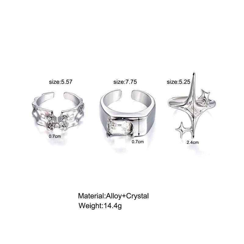 Vintage Irregular Cross Star Couple Ring for Women Men Punk Gothic Sliver Color Kpop Adjustable Rings Y2K Egirl Jewelry Gift