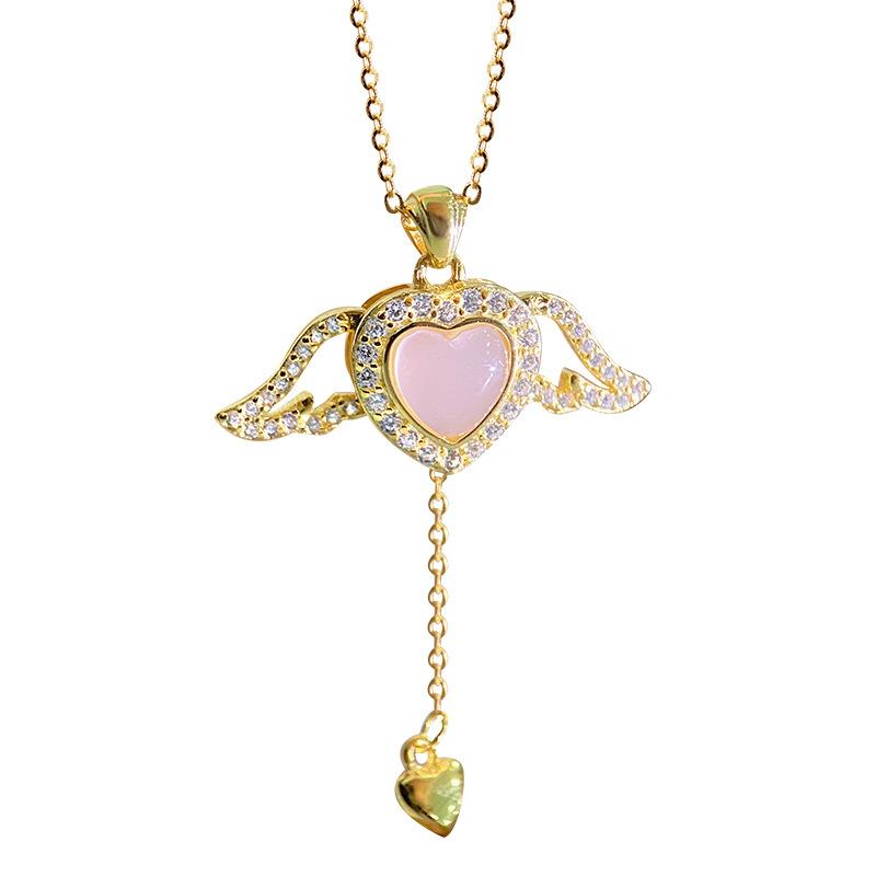 Light Luxury, Sweet Love, Angel Wings, Dynamic Tassel Necklace, Exquisite Collarbone Chain, Female