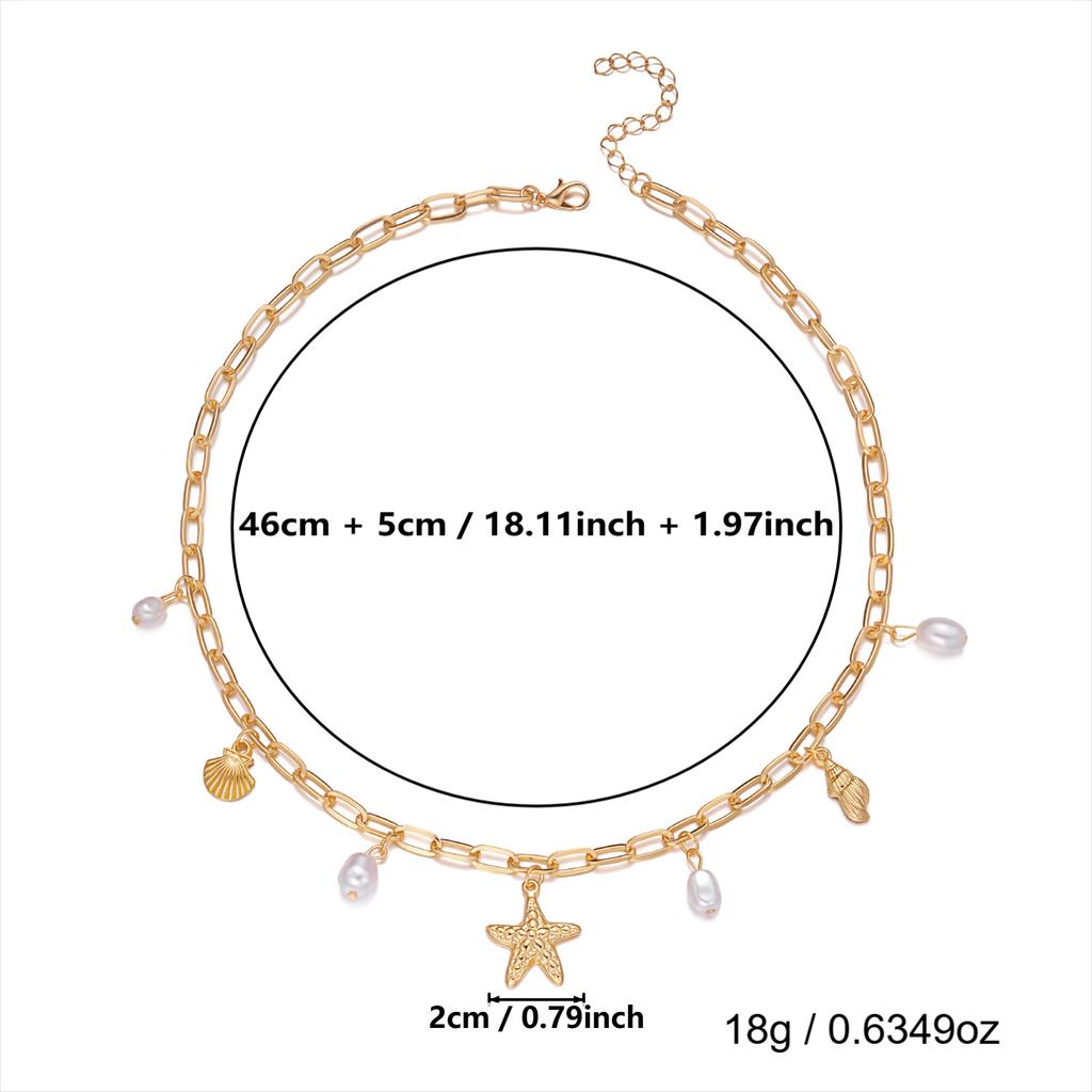 New Starfish Conch Pearl Pendant Necklace for Women Fashionable Casual Summer Beach Versatile Necklace