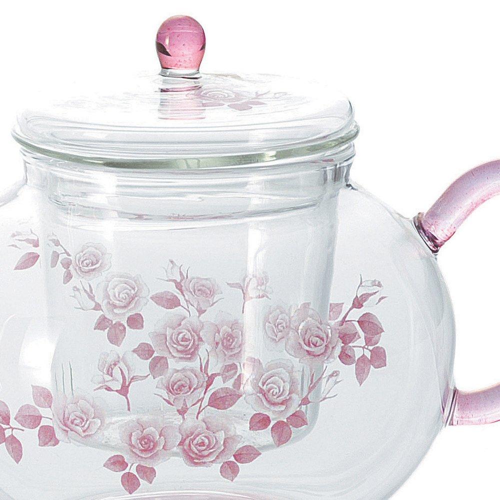 Pink Rose Heat-Resistant Glass Teapot 49P060