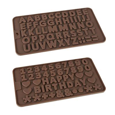 3D 26 Buchstaben Form/0-9 Ziffern Schokolade Formen Alles Gute zum Geburtstag Worte Kuchen Form Pudding Dessert Dekoration Form