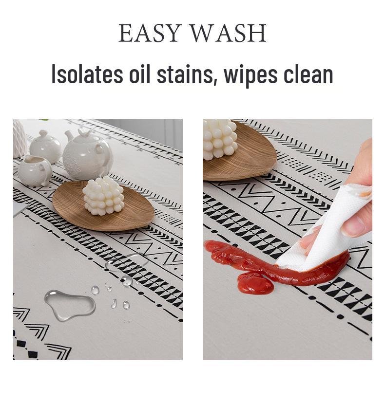 Bohemian Cotton Linen Tablecloth with Tassels – Ethnic Style, Waterproof & Oilproof, Wash-Free Rectangular Design
