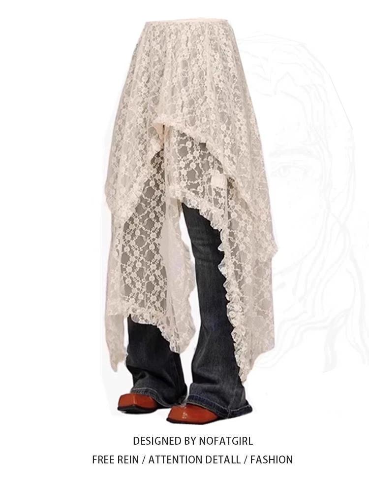 

Tea Break Asymmetrical Hem Seaside Vacation Style Lace M