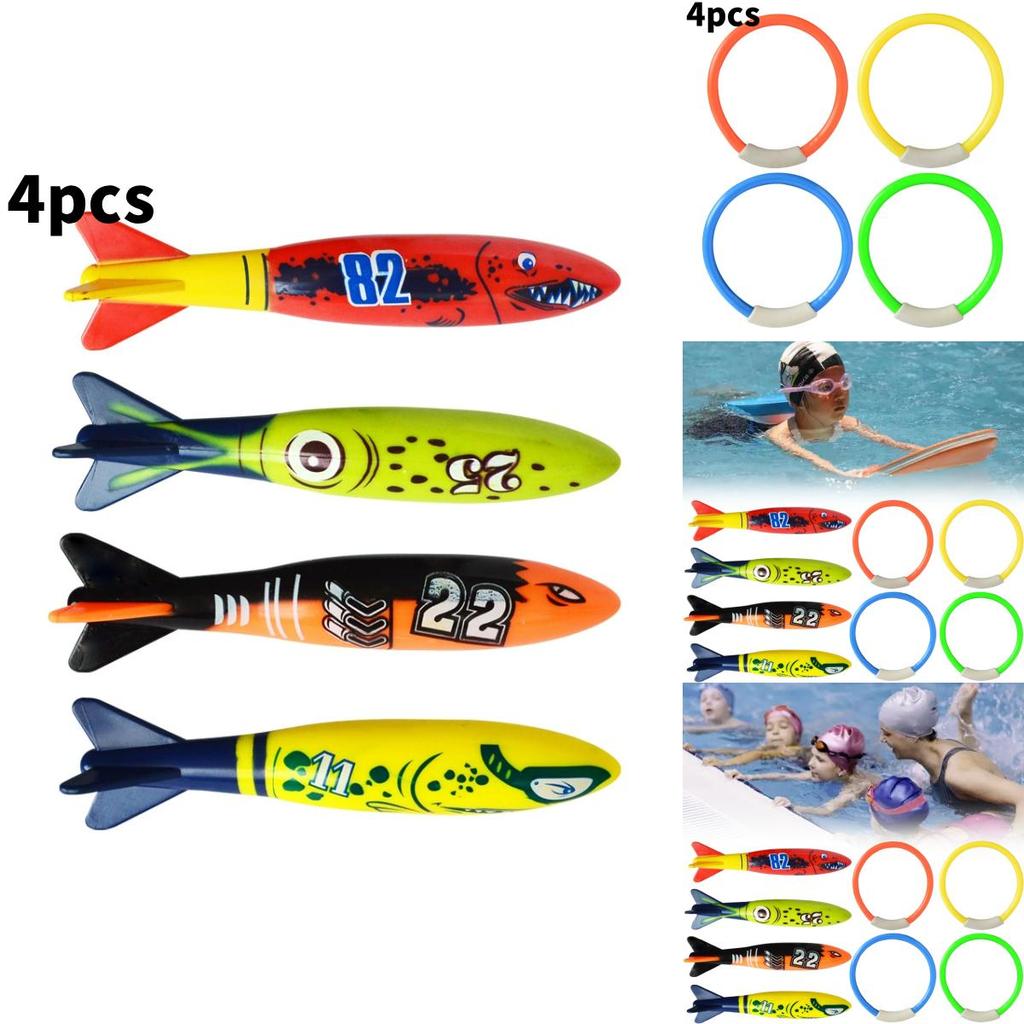 Anéis Flutuantes Torpedos Kit de Brinquedos para Brincadeiras Aquáticas para Atividades de Piscina Infantil
