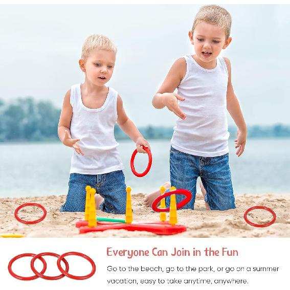 Meooeck 48 Pieces Plastic Ring Toss Rings 2.9 Inch Red Bottles Ring Toss Carnival Games for Adult Garden Backyard Outdoor Games