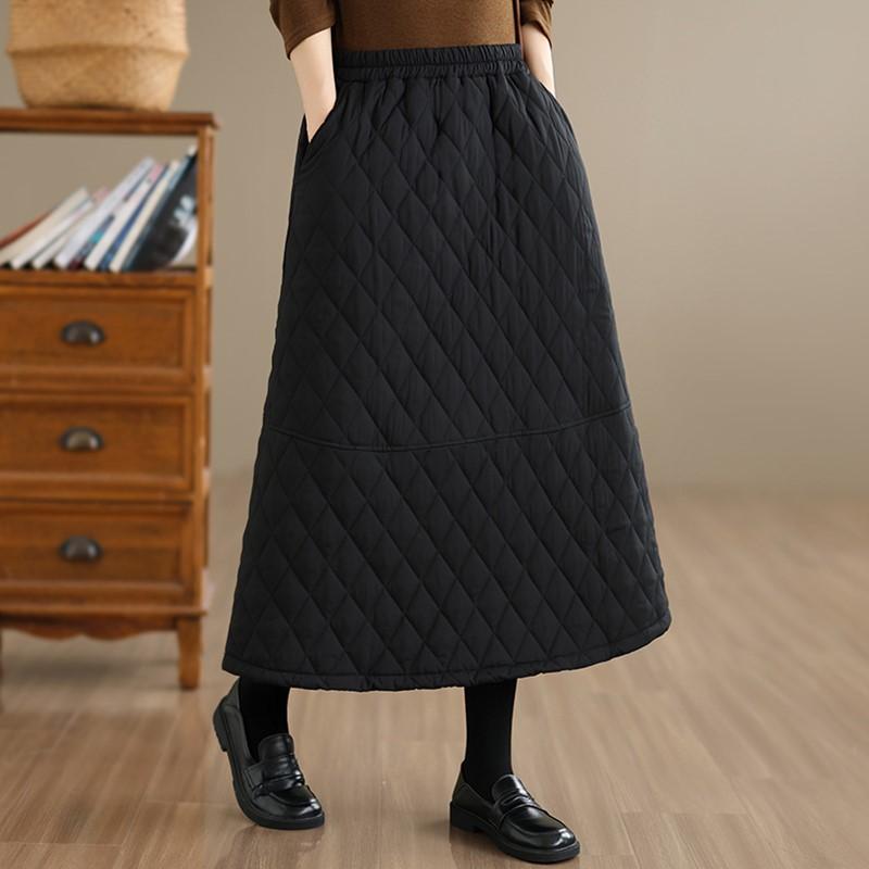 Baumwolle Gepolsterte plus größe Hohe taille vintage Frühling herbst Winter beiläufige lose lange für frau röcke frauen rock