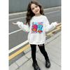 Girls' Donut Cartoon Casual Comfortable Soft Loose Pullover Sweatshirt and Leggings 2-Piece Set, New Autumn/Winter, Playful, Sweet and Cool Style