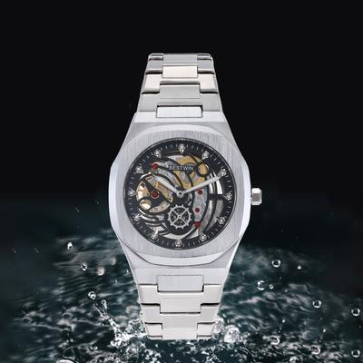 Fashionable New Waterproof Men's Quartz Watch Business Style Stainless Steel Circular Luminous Dial Hollow Unique Trendy Design