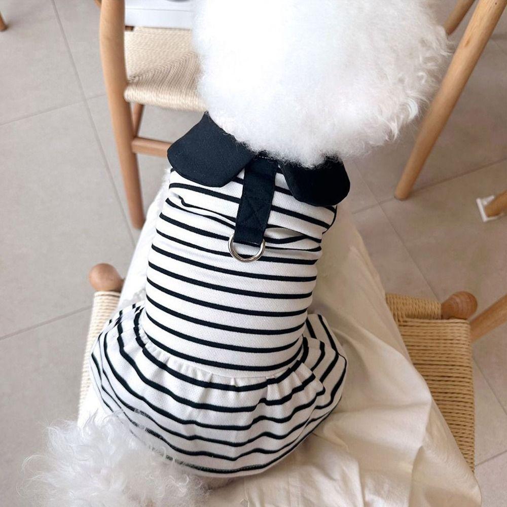 Breathable Dog Striped T-shirts Cute Pet Skirt Pet Chest Strap Dog Vest Harness  for Puppy Kittens