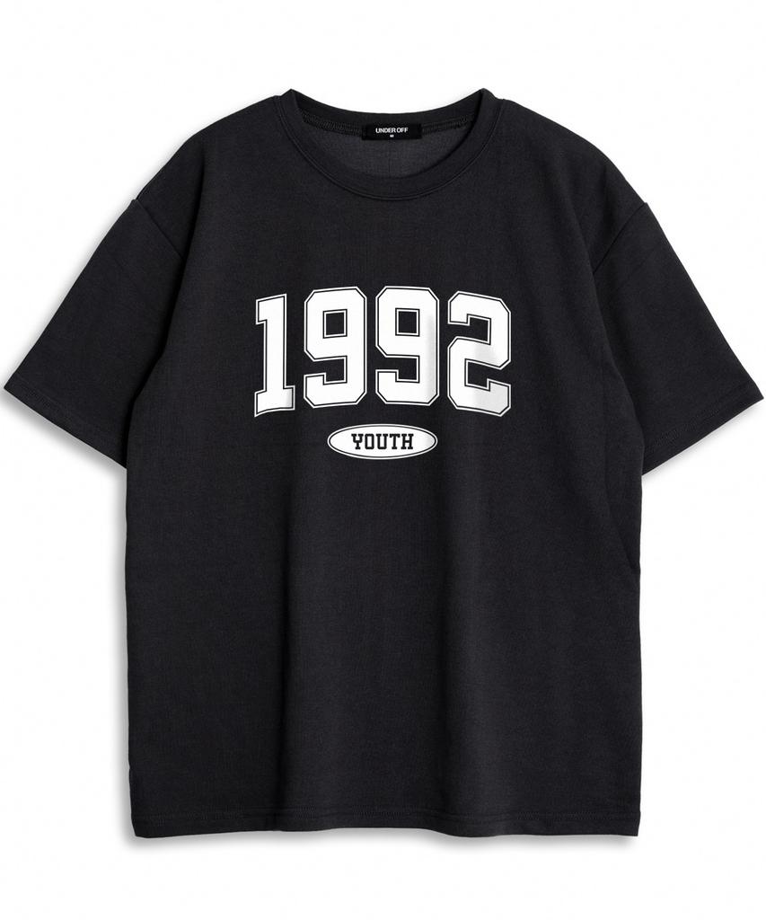 UNDEROFF Oversized Crew Neck 1992 Short Sleeve T-Shirt Black
