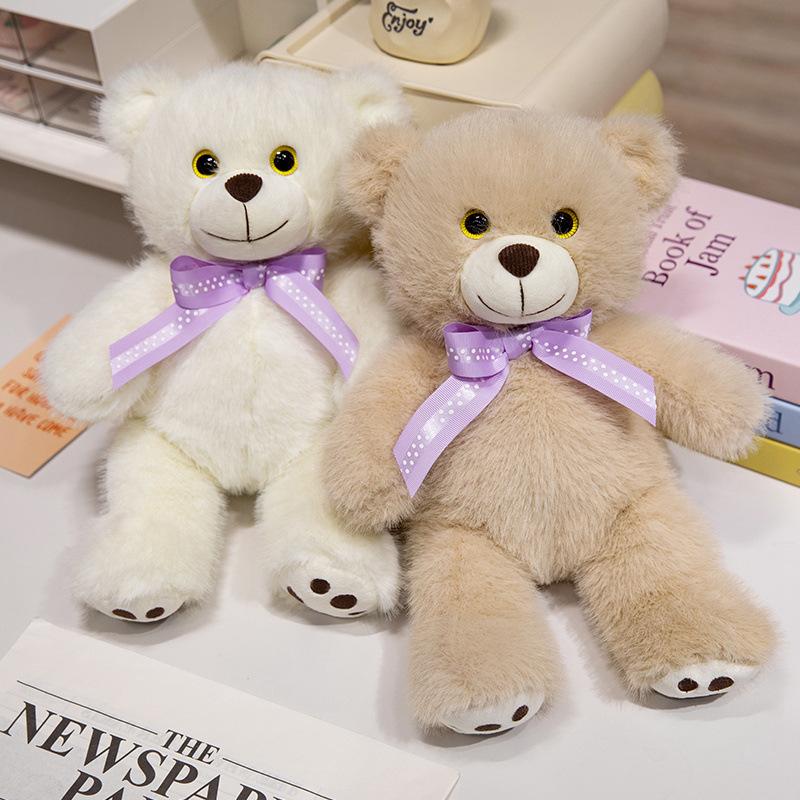 Cute bow tie teddy bear doll plush toy bear hug bear doll children's company soothing doll