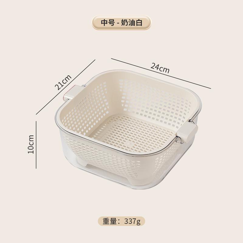 Kitchen Double Drain Basket Washing Vegetable Basket Thickened Transparent Drain Basin Multifunctional Fruit and Vegetable Basin
