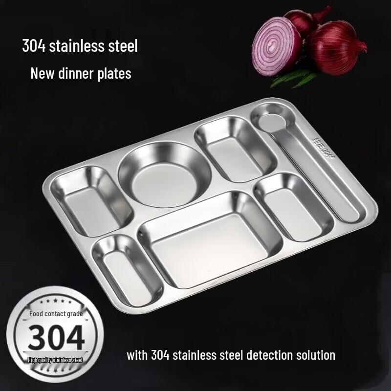 Fouou 304 Stainless Steel Divided Lunch Plate