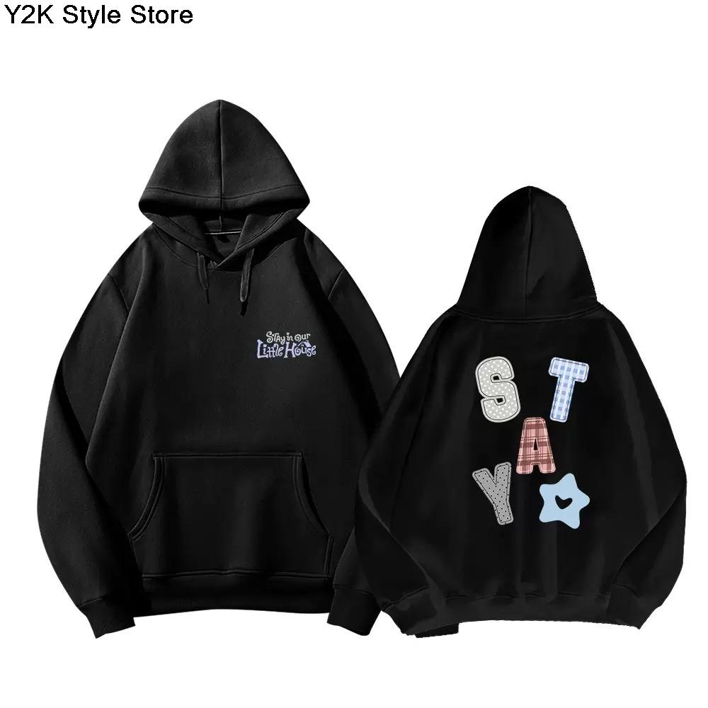 Sweat à capuche STAY Dans Notre Petite Maison Sweat à capuche zippé Mode Kpop Étoile Même Imprimé Lettre Sweat de sport Coton de haute qualité T-shirt épais