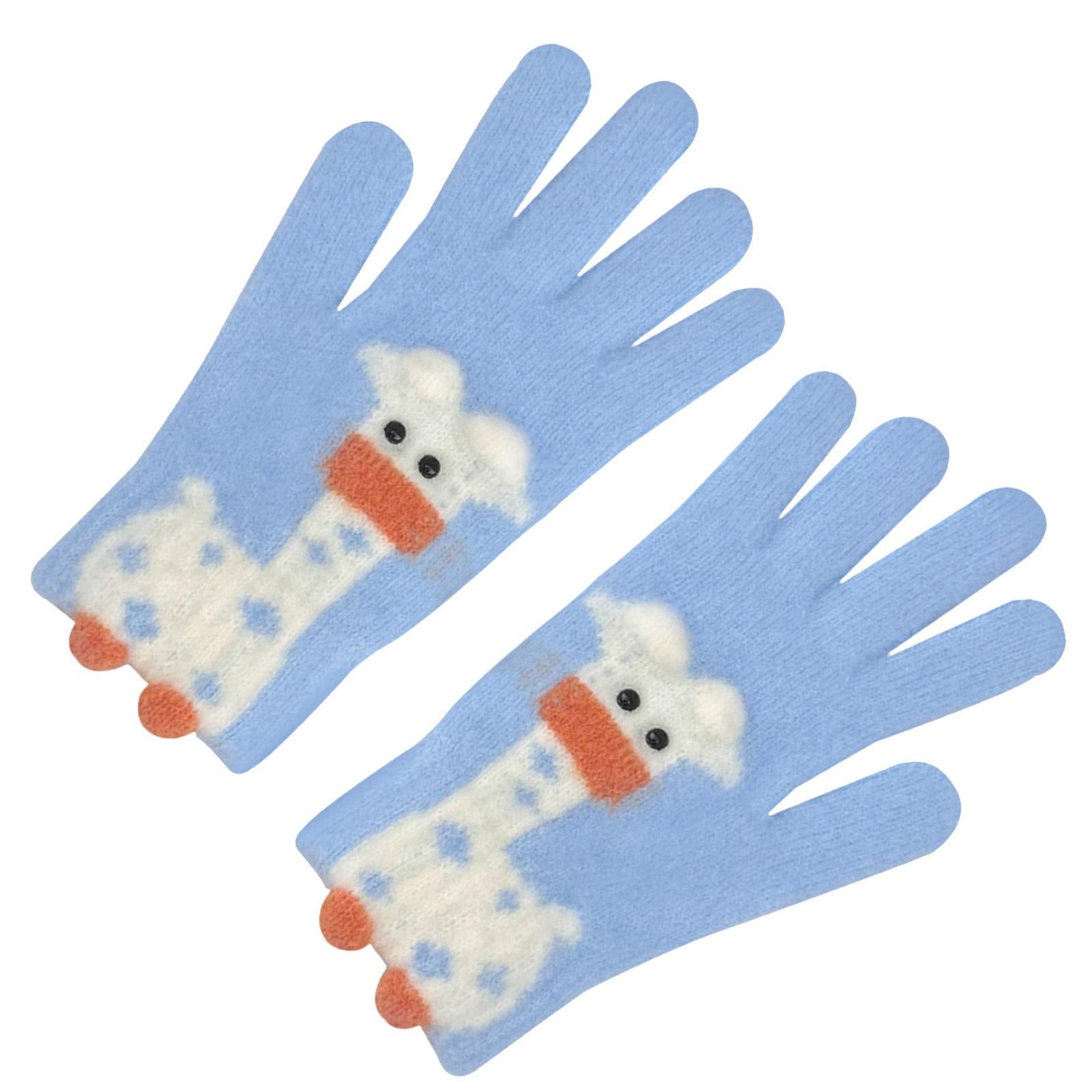 

1 пара плюшевых вязаных перчаток с сенсорным экраном, толстые теплые варежки, женские зимние варежки для ежедневных поездок синий