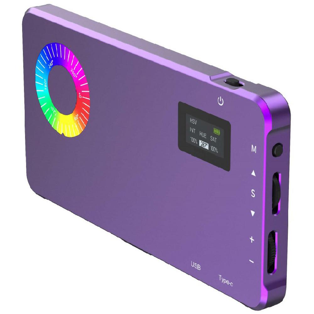 

C02 Full Color RGB Video Light 24 Effects Dimmable Pocket Fill Lamp for Live Broadcast Purple