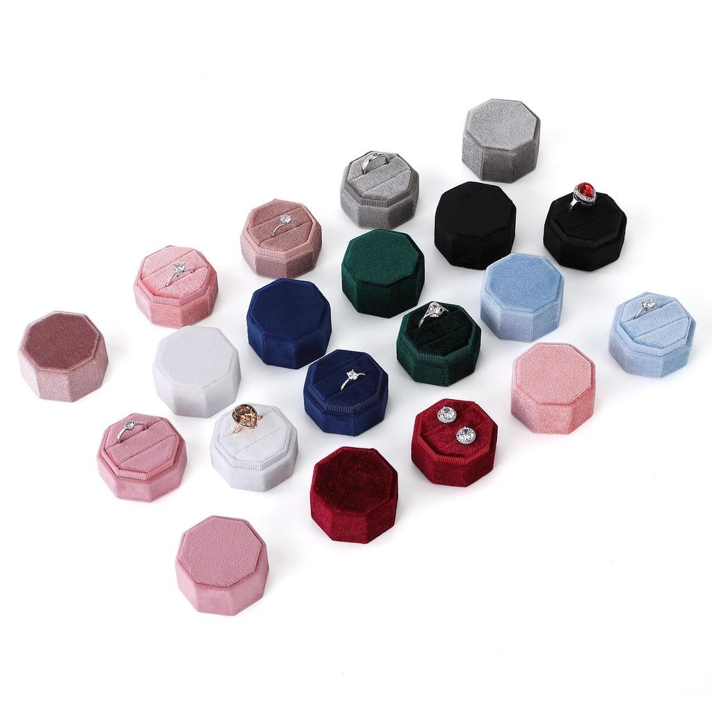 Octagonal Velvet Jewelry Box for Wedding or Proposal Rings