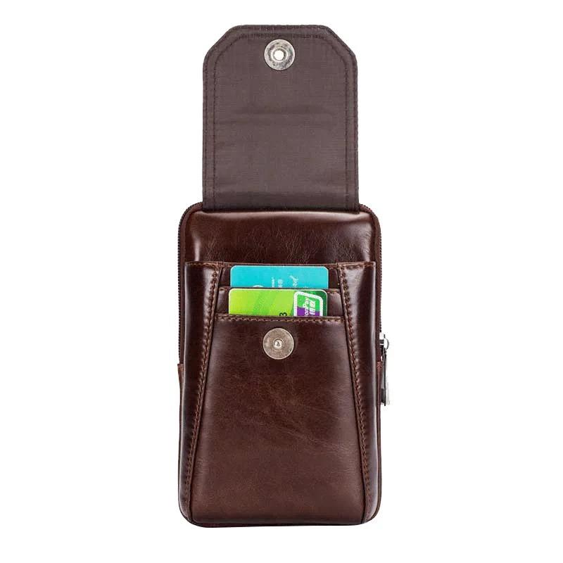 100% Genuine Leather Men's Shoulder Bag, Crossbody Bag, Phone Waist Bag, Wear-resistant