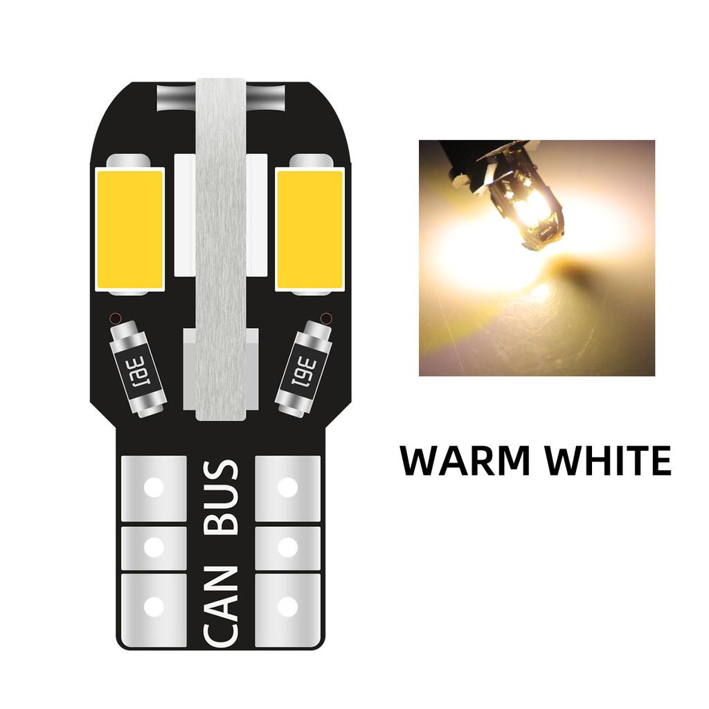 10/20PCS W5W T10 LED Bulbs Car Reading Light Clearance Lights 8SMD 12V 194 168 Side Wedge Light For Car License Light Warm White
