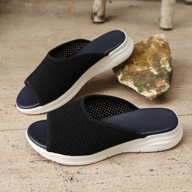 

Large size casual slippers women s summer new flat-bottomed fish mouth mesh breathable women s outer slippers 36