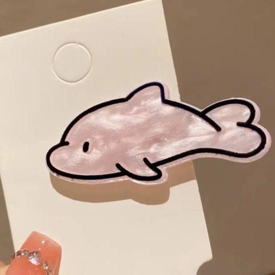 4Pcs Girl Hairpin Macaron Color Ocean Fish Shape Acrylic Hair Clips Smooth Rounded Edges Daily Styling Hair Accessory