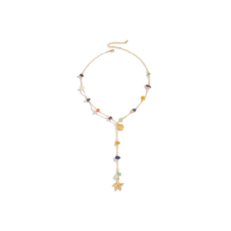

Modern Minimalist Marine Jewelry Adjustable Necklace With Irregular Seashells Starfish Stone Design 1
