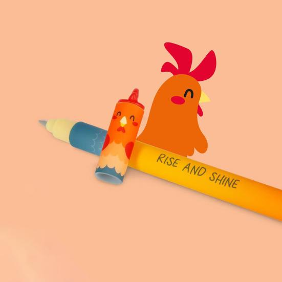 Radierbare Gelstifte mit Bauernhoftiermotiven für Kinder – Niedliche Cartoon-Designs: Kuh, Truthahn, Esel, Schwein – Schreibt sanft und ist leicht zu radieren – Spaß an der Schule