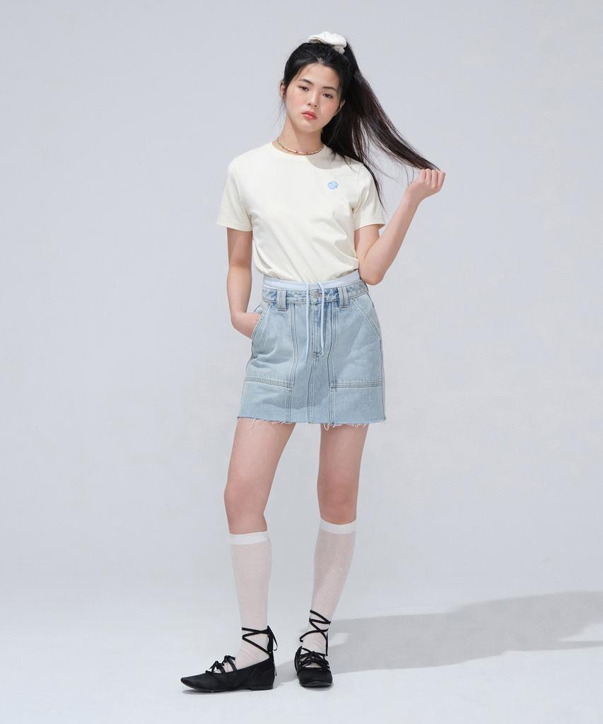 Covernat Woman Mini Denim Skirt Light Blue