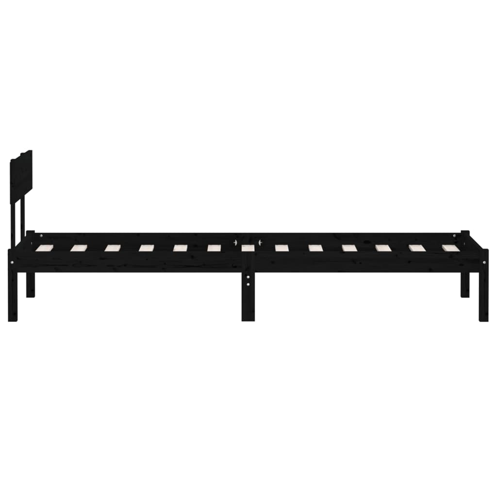 vidaXL Massivholzbett Schwarz Kiefer 90x190 cm