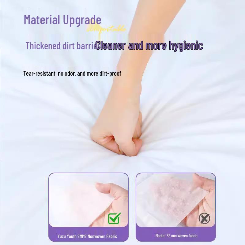 Travel Disposable Non-Woven Fitted Bed Sheet - Thick Bedspread Cover for Hotel, B&B, Beauty Salon, Isolation - Portable & Individually Packaged
