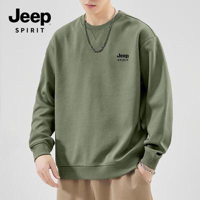JEEP SPIRIT Men's Heavyweight Round Neck Pullover Sweatshirt