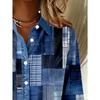 Casual Fashion Color Block Mottled Print Women'S Button Long-Sleeved Shirt Cardigan Top
