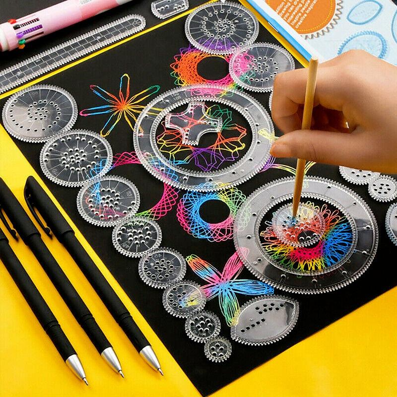 28Pcs Versatile Magic Wanhua Ruler Children Art Creative Painting Template Primary School Student Multi Functional Stationery