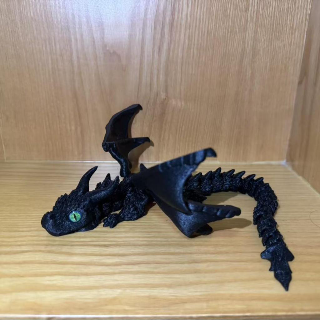 3D Printed Winged Carriage Dragon Figurine with Random Eyes Sculpture Tabletop Animal Theme Decor