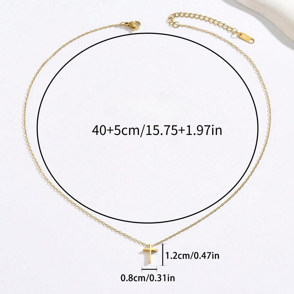 A Delicate And Compact Golden Cross Necklace, an Artistic And Versatile Piece That Highlights The Elegance of The Neck And Unique Taste