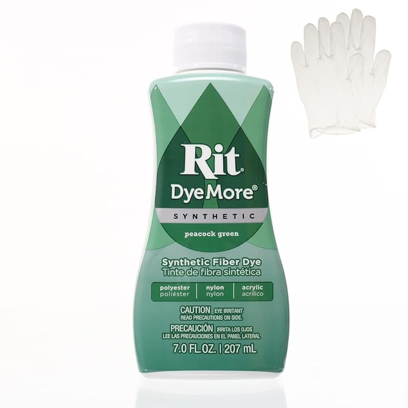 

Lit Dymore 7 oz Synthetic Liquid Textile Dye Single Pack with Plastic Gloves for Clothing, Decorations and Crafts - peacock green