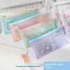 Pastel Transparent Mesh Zipper Pencil Pouch Heavy Duty Smooth Zipper Stationery Bag for School Exams Office Storage