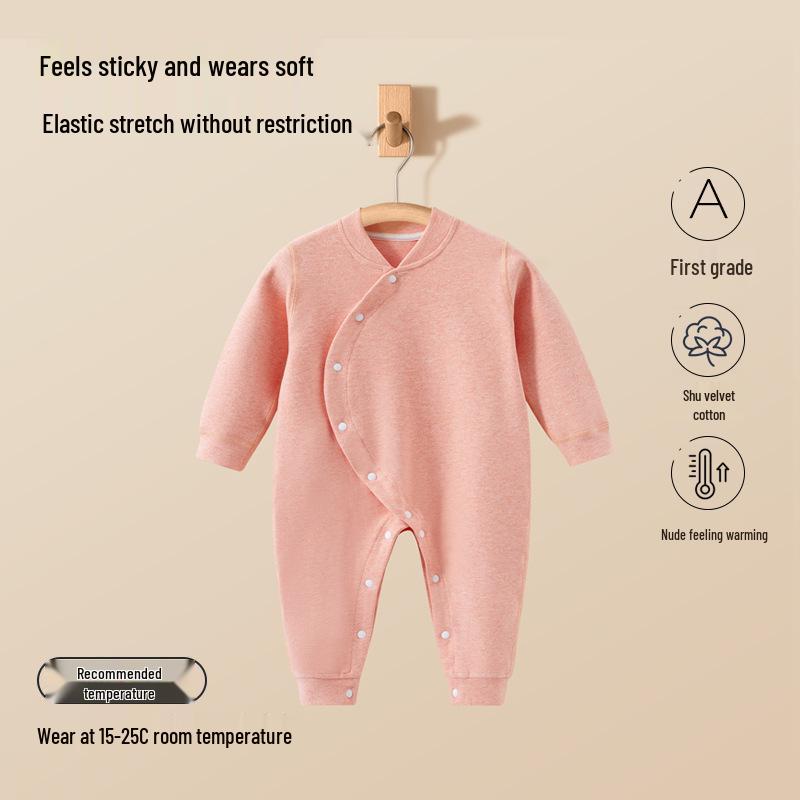 Infant Pure Cotton Velvet Onesie - Warm Autumn/Spring Pajamas for Boys & Girls