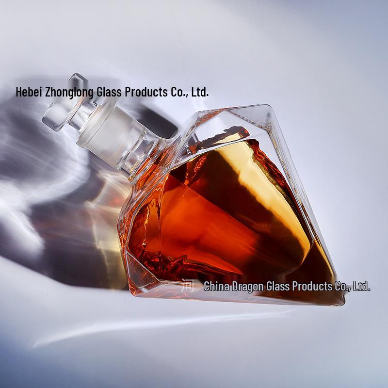 Diamond-Shaped Whiskey Decanter and Glass Set.
