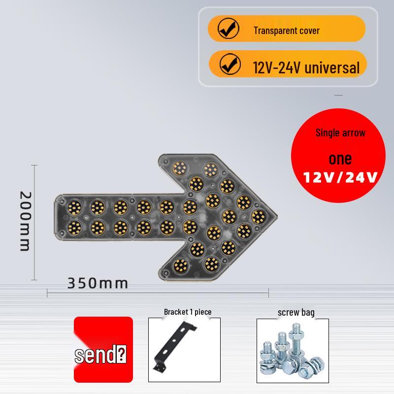 LED Directional Arrow Light 12V/24V for Trucks - Engineering, Construction, Warning, and Strobe Indicator.